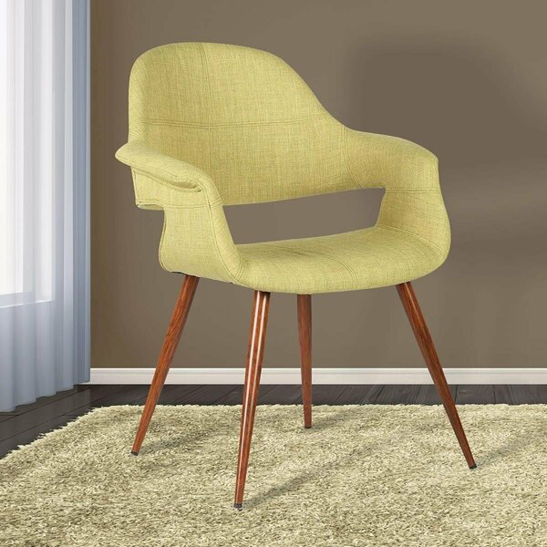 Armen Living Phoebe Mid-Century Dining Chair in Walnut Green Fabric LCPHSIWAGREEN